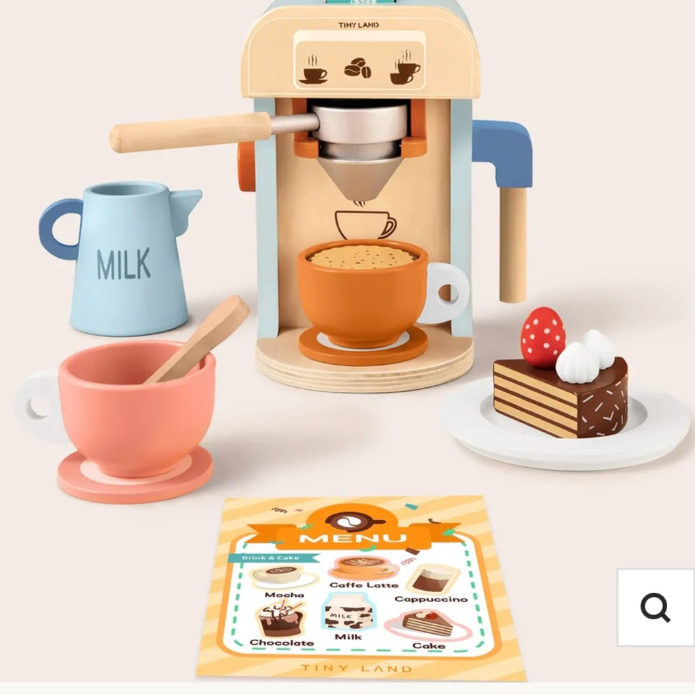 Wooden Kids Play Coffee Maker Set